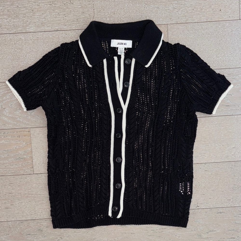 Jason Wu Crochet Polo Cardigan Shirt